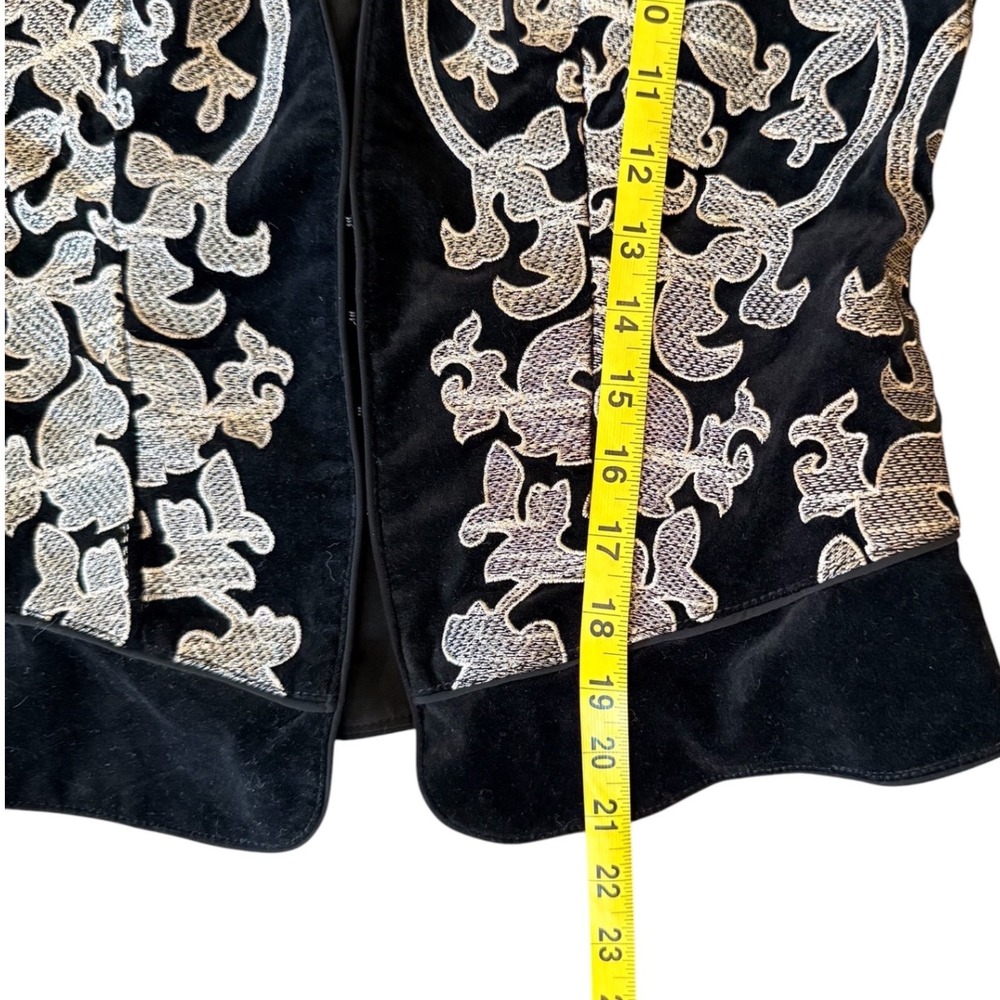 White House Black Market Velvet Embroidered Jacket Womens Black Gold Festive 4 - Picture 8 of 9